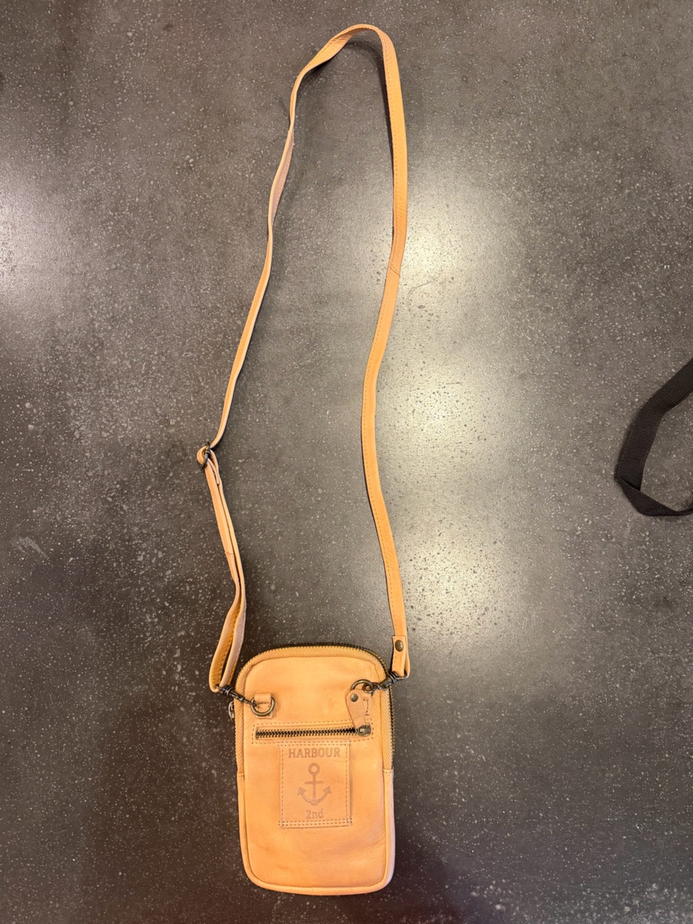 Compact Tan Crossbody Bag with Anchor Emboss - Women's Everyday Purse
